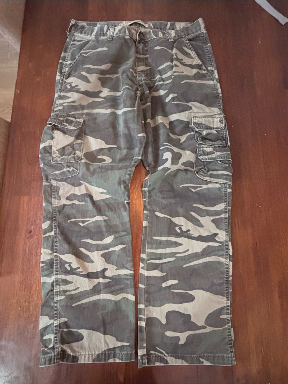 Wrangler Camo Cargo Pants in Olive and Khaki